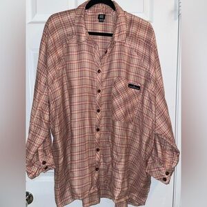 NEW BDG Urban Outfitters Brendon Plaid High-Low Hem Button-Up Shirt. Size XL.
